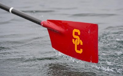 The No. 16 ranked USC women’s rowing team on the Lake at the Chula Vista Elite Athlete Training Center